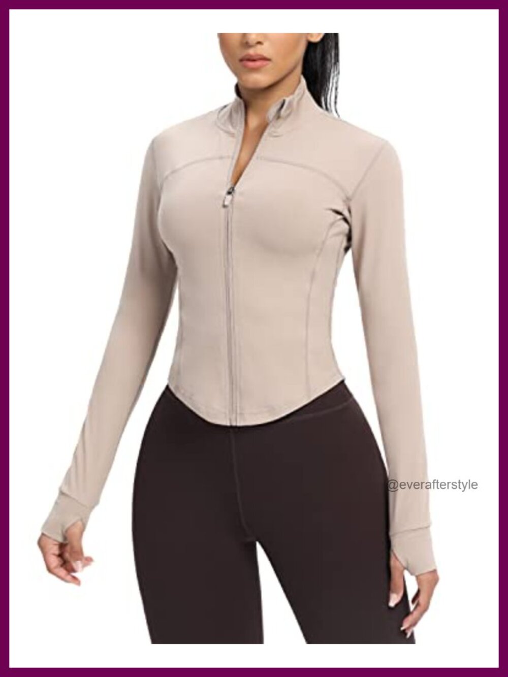 Cropped Running Workout Jacket Zip Slim Fit Athletic Top Thumbholes